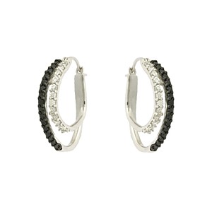 Black and White Cubic Zirconia Double Hoops